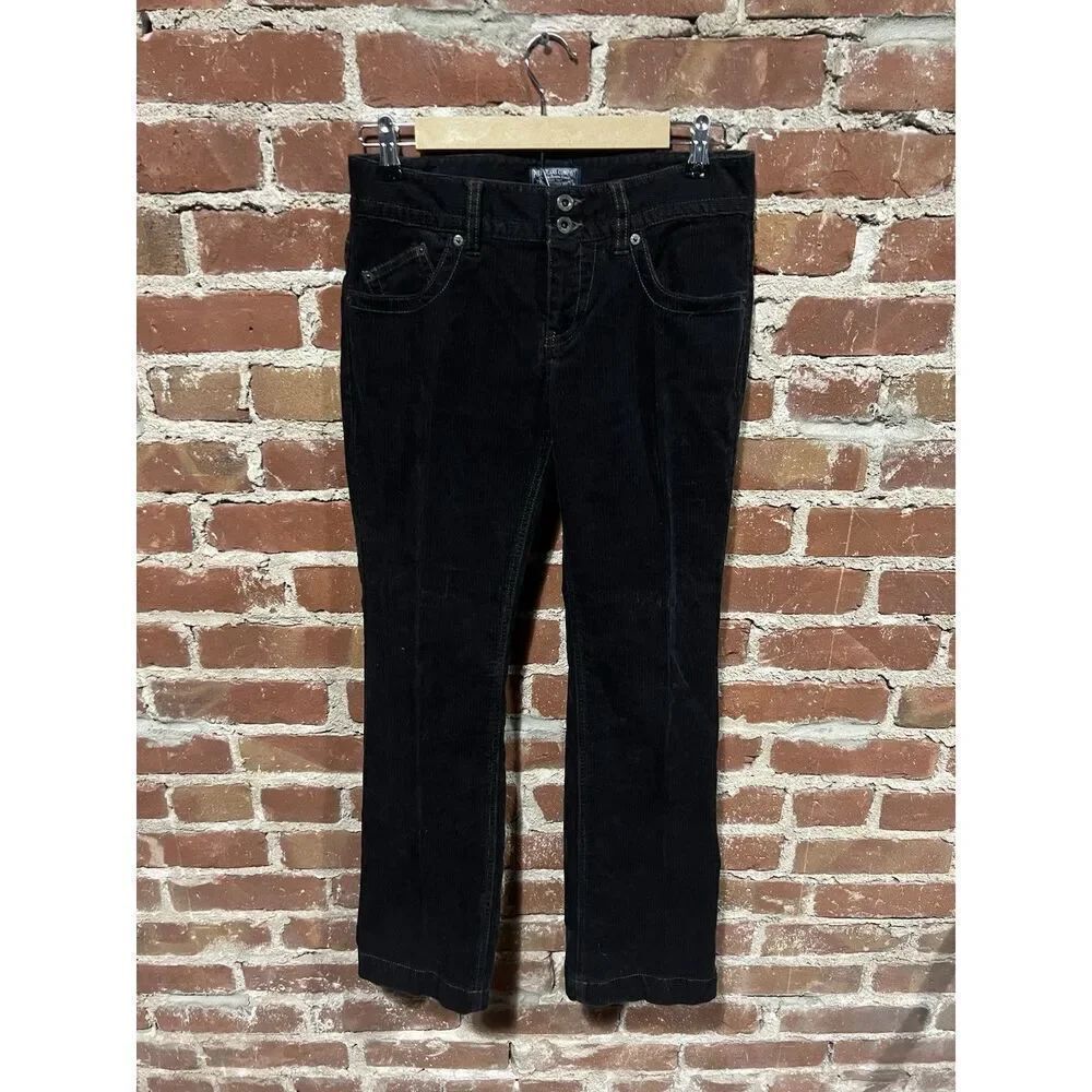 Polo Jeans Womens Black Corduroy Straight Leg Pants Size 4 x 30